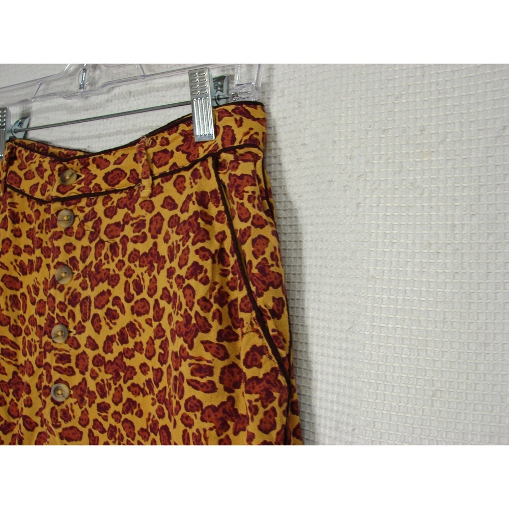 Free People Bennie Leopard Print Wide Leg Button Fly Pants Size 4 Casual Office - Picture 3 of 14